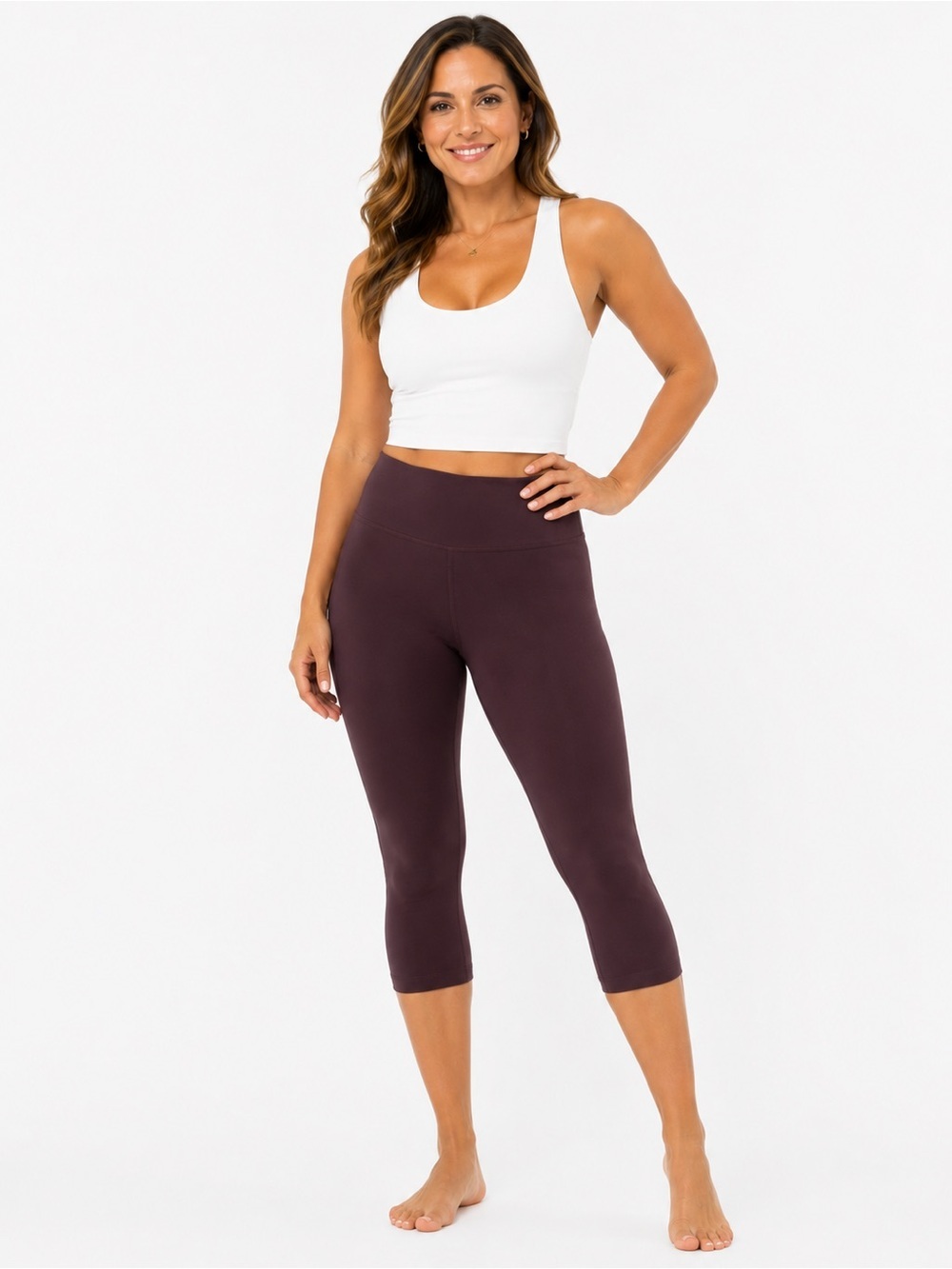 Yogalicious High-Waist Capri Leggings — Plum